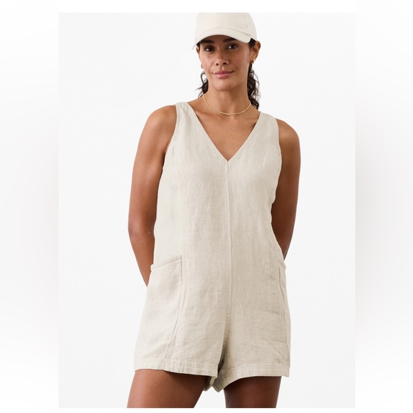 NWT Athleta Retreat Linen Romper Undyed Color Size Medium
